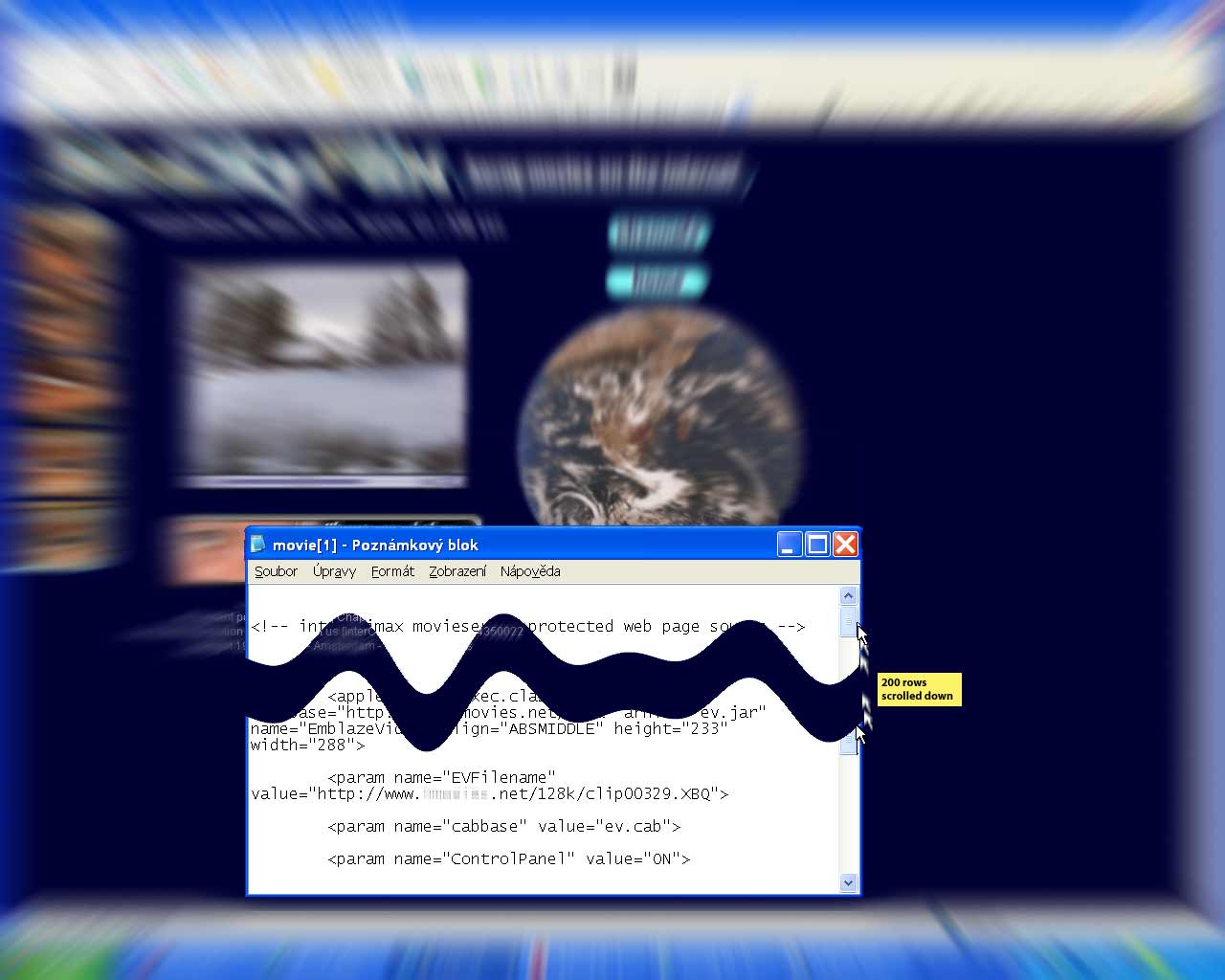 Pic. 3 - Protecting source code by adding remark and a lof of empty rows to beginning.